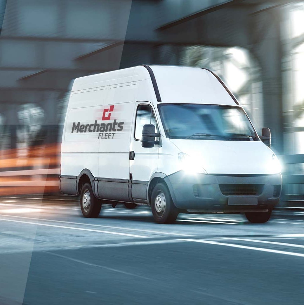 merchants fleet delivery van driving on bridge/tunnel