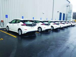 ChargePoint CPF25 stations used to power company vehicles for a fleet in Ohio.