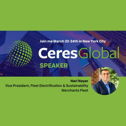 Ceres Global event poster featuring speaker Hari Nayar, NYC skyline background, March 22-24, New York City.