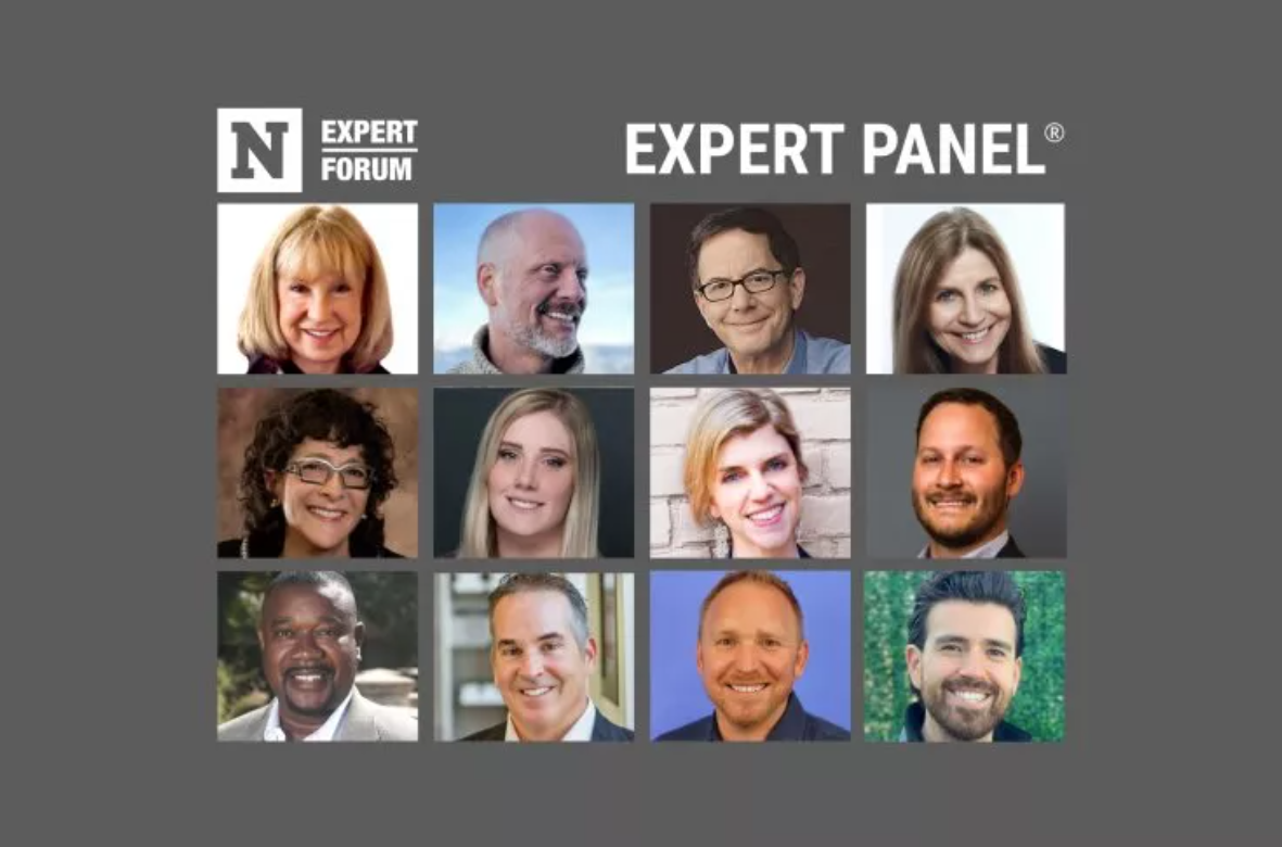 Grid of twelve diverse smiling people, labeled "Expert Panel" on a gray background.