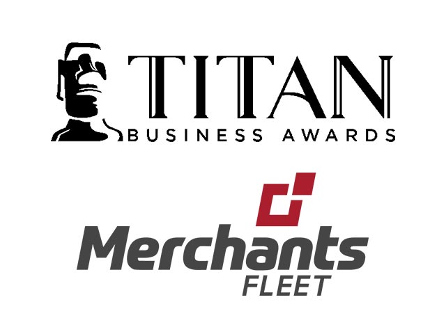Titan Business Awards and Merchants Fleet logos side by side.