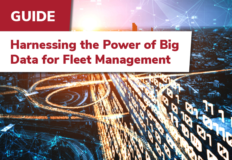 Guide cover showing cityscape with digital data lines and text: "Harnessing the Power of Big Data for Fleet Management.