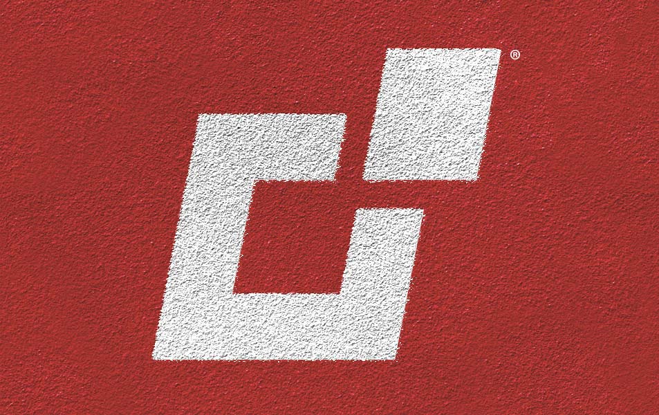 Merchants logo on a red textured background.