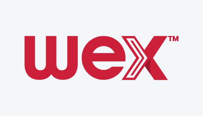 Red "wex" logo on a light gray background, with the "x" stylized and intersected by two diagonal lines.
