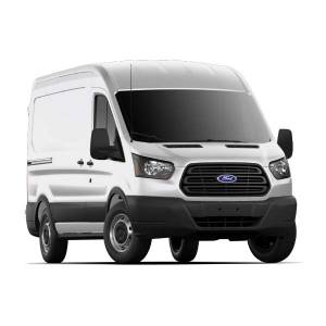 White Ford van on a plain background, viewed from the front and left side.