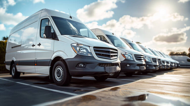Fleet vans in parking lot